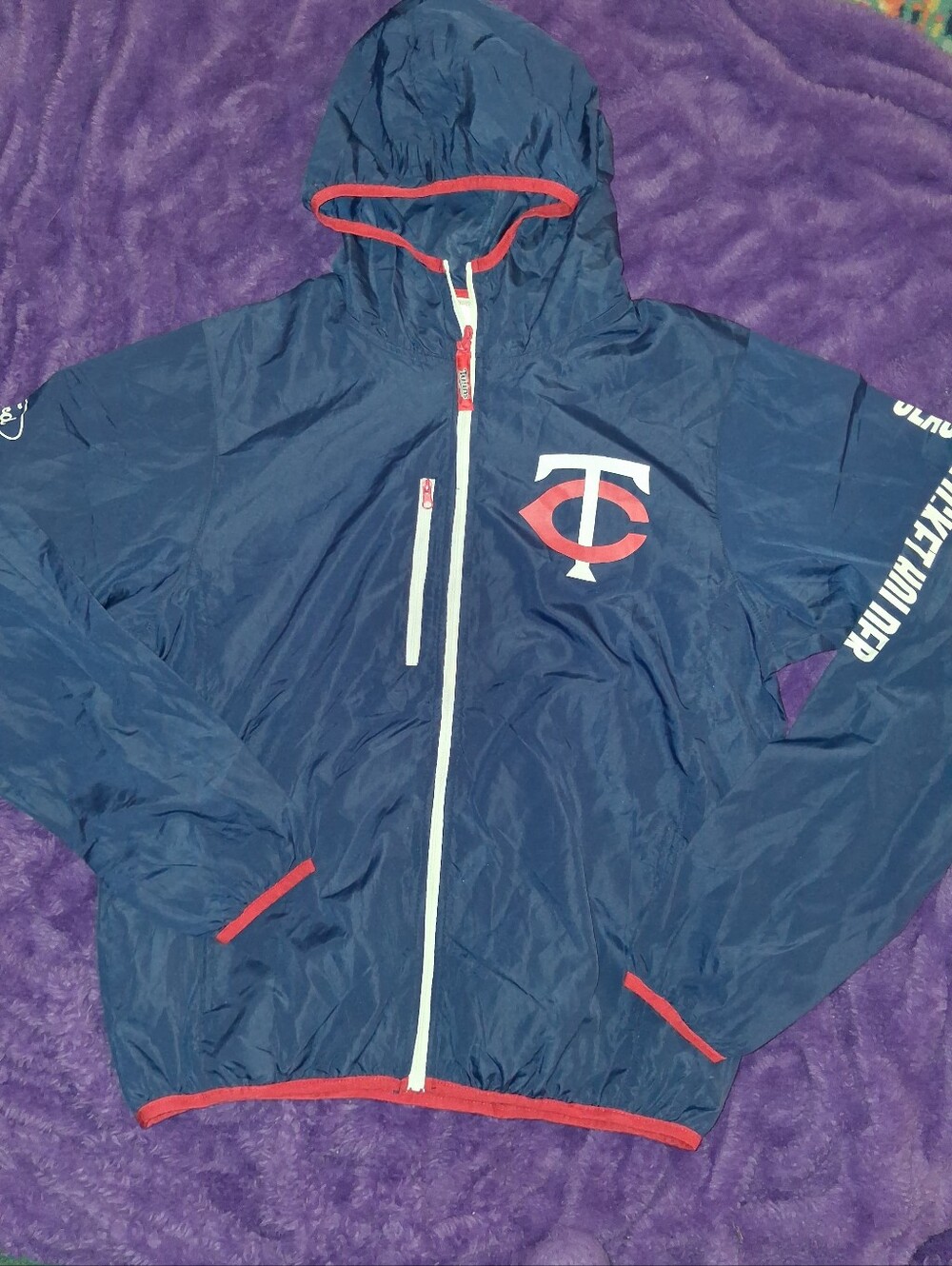 Minnesota Twins Navy Windbreaker Jacket with Red Trim